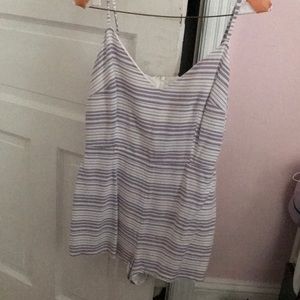 blue and white striped romper